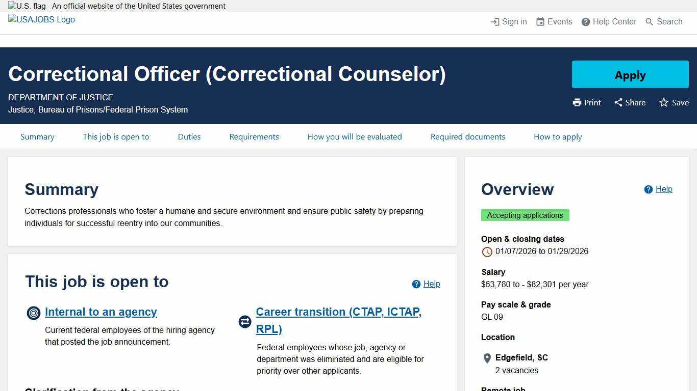 USAJOBS - Job Announcement