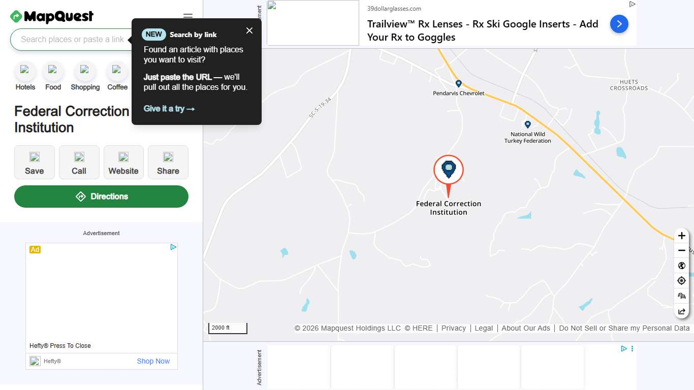 Federal Correction Institution, 501 Gary Hill Rd, Edgefield, SC 29824, US - MapQuest