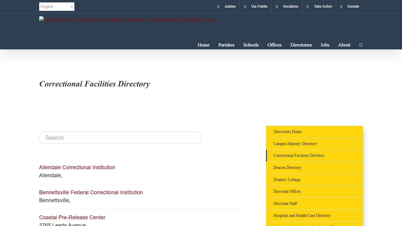 Correctional Facilities Directory - Directories of the Roman Catholic Diocese of Charleston Directories
