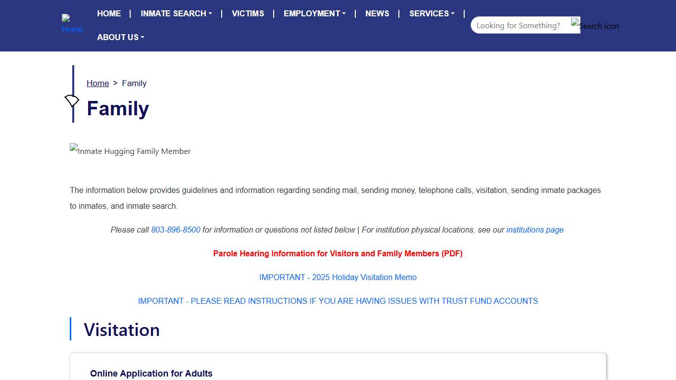 Family South Carolina Department of Corrections